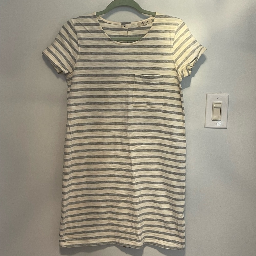 MADEWELL button back striped t-shirt dress SIZE XS
